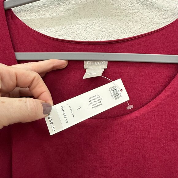 Chicos Deep Cherry Red Wrap Hem Sleeveless Maxi Dress Womens sz Medium 8/10 (1) - Picture 2 of 5